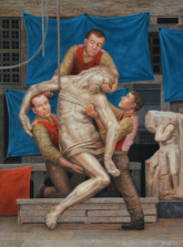 restaurateurs (Michelangelo), olieverf op paneel, 40x30cm