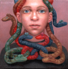 Medusa, olieverf op paneel, 14x14cm SOLD