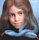Young Medusa, olieverf op paneel, 14x14cm SOLD